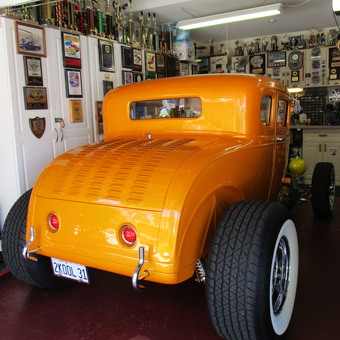 Classic Hot Rod and Trophies in Custom Garage - Jim from El Cajon, CA