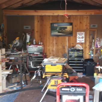 Organized garage with tool chests and workbenches - Minnie from Yulee, FL