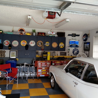 Classic car, neon signs, and garage decor - Steven from Saint Johns, FL