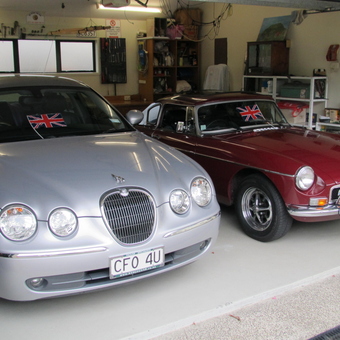 Classic Jaguar and MG Cars in Organized Garage - Kiwi MG from Auckland