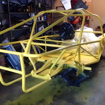 Yellow Race Car Chassis and Garage Tools - Andrew from Stafford, Ct