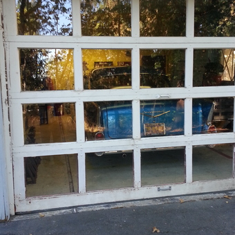 Classic Blue Car in Vintage Garage with Glass Door - Bluzman from Grants Pass, Oregon