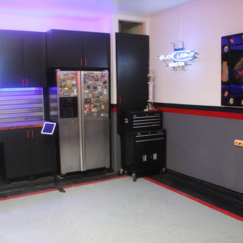Garage with Black Cabinets, Tool Chest, Neon Sign - Carlos from Katy, TX