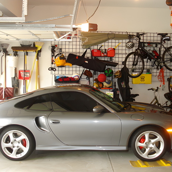 Organized garage with wall storage and Porsche - Scott from Lees Summit, MO