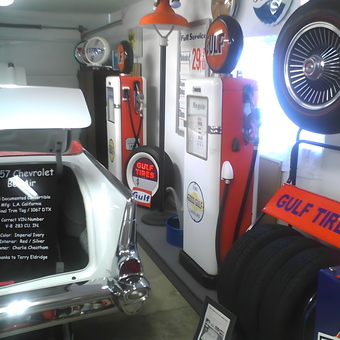 Vintage Gas Pumps and Gulf Decor Garage - Cha Cha from Frankfort, Ky