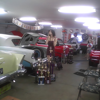 Classic Cars, Garage Signs, and Trophies Displayed - Cha Cha from Frankfort, Ky