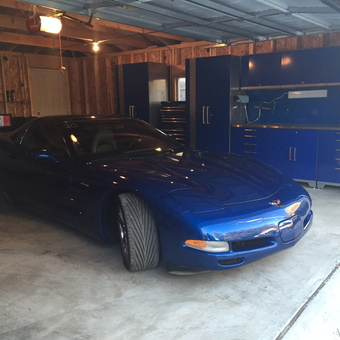Blue Corvette and Blue Garage Cabinets - Ed d b Blue from Gary, In