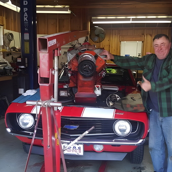 Classic Camaro Engine Lift in Organized Garage - DAWG from Winsted, CT