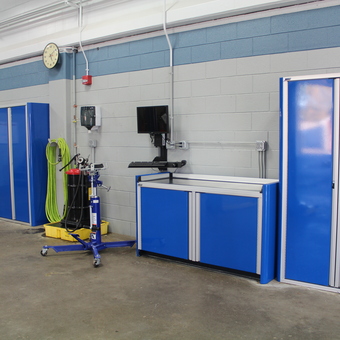 Blue Aluminum Garage Cabinets and Storage Solutions - Custom Aluminum