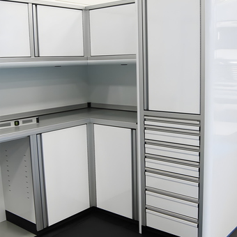 Modern Aluminum Garage Cabinets and Drawers - Custom Aluminum