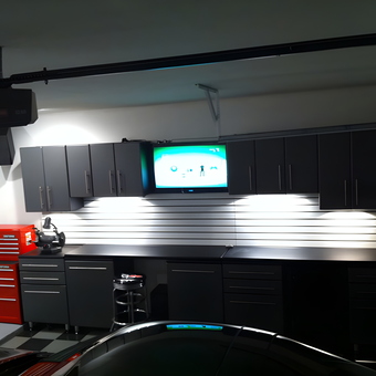Modern garage with cabinets and tool chest - David from Spring, TX