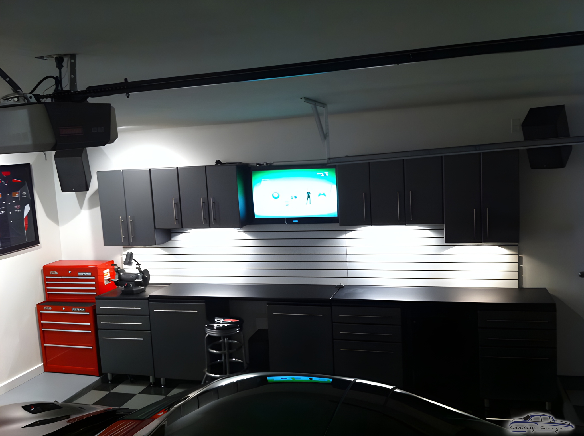 Modern garage with cabinets and tool chest - David from Spring, TX
