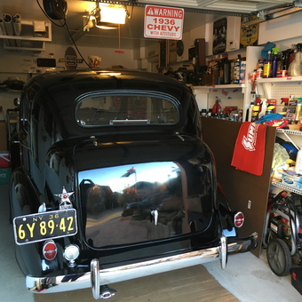 Classic Car Garage with Shelving and Signs - Dave from Staten Island, New York