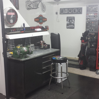 Organized garage with tool chests and workbench - Kevin Conable from Tonawanda, New York