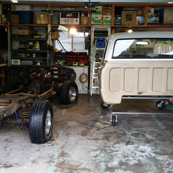 Organized garage with truck restoration project - Brent Adams from Crescent City, California