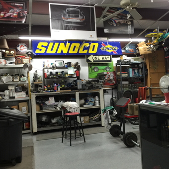 Garage with Sunoco Sign, Workbenches, and Traffic Light - Terry from Edgewater, Fl