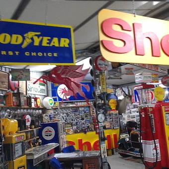 Vintage Gas Pumps and Retro Signs in Garage - Harold of Perth WA