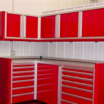 Red Aluminum Garage Cabinets and Tool Chests - Custom Aluminum