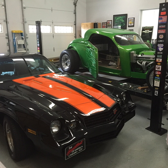 Classic Cars and Four Post Lift in Organized Garage - Ron from Grants Pass, Oregon