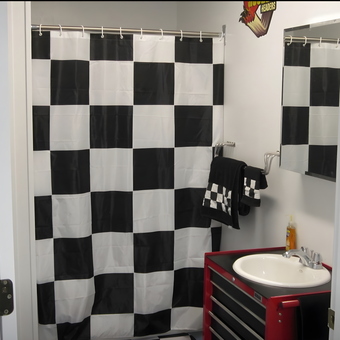 Checkered Flag Garage Bathroom Decor - Mike from Bridgeport, NE