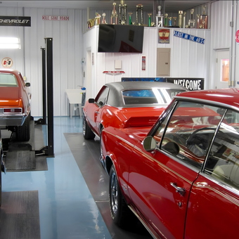 Classic Cars, Lift, and Trophies in Organized Garage - Mike from Bridgeport, NE