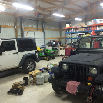 Jeep Garage With Tools, Storage Shelves, and Equipment - Jeepguy from College Station, TX