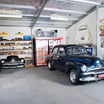 Vintage Car Display with Wall Art and Collectibles - J_Man from Miners Rest, Victoria, Australia