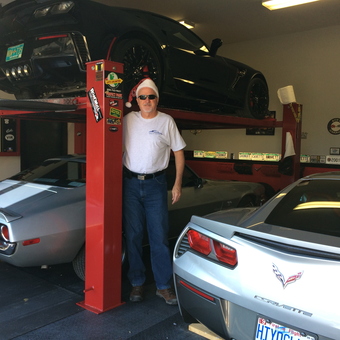Garage with Car Lift, Corvettes, and Wall Decor - Bob from Brevard, NC