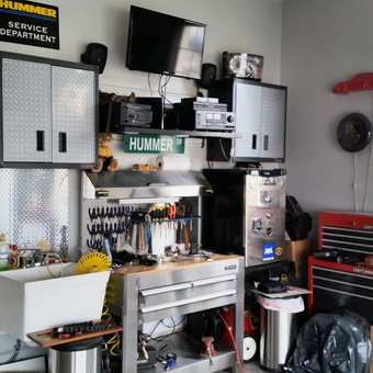 Organized garage with tool cabinets and workbench - Mac from Liberty Twp, OH