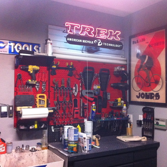 Organized Red Pegboard Tool Wall and Workstation - Scott from Albuquerque, NM