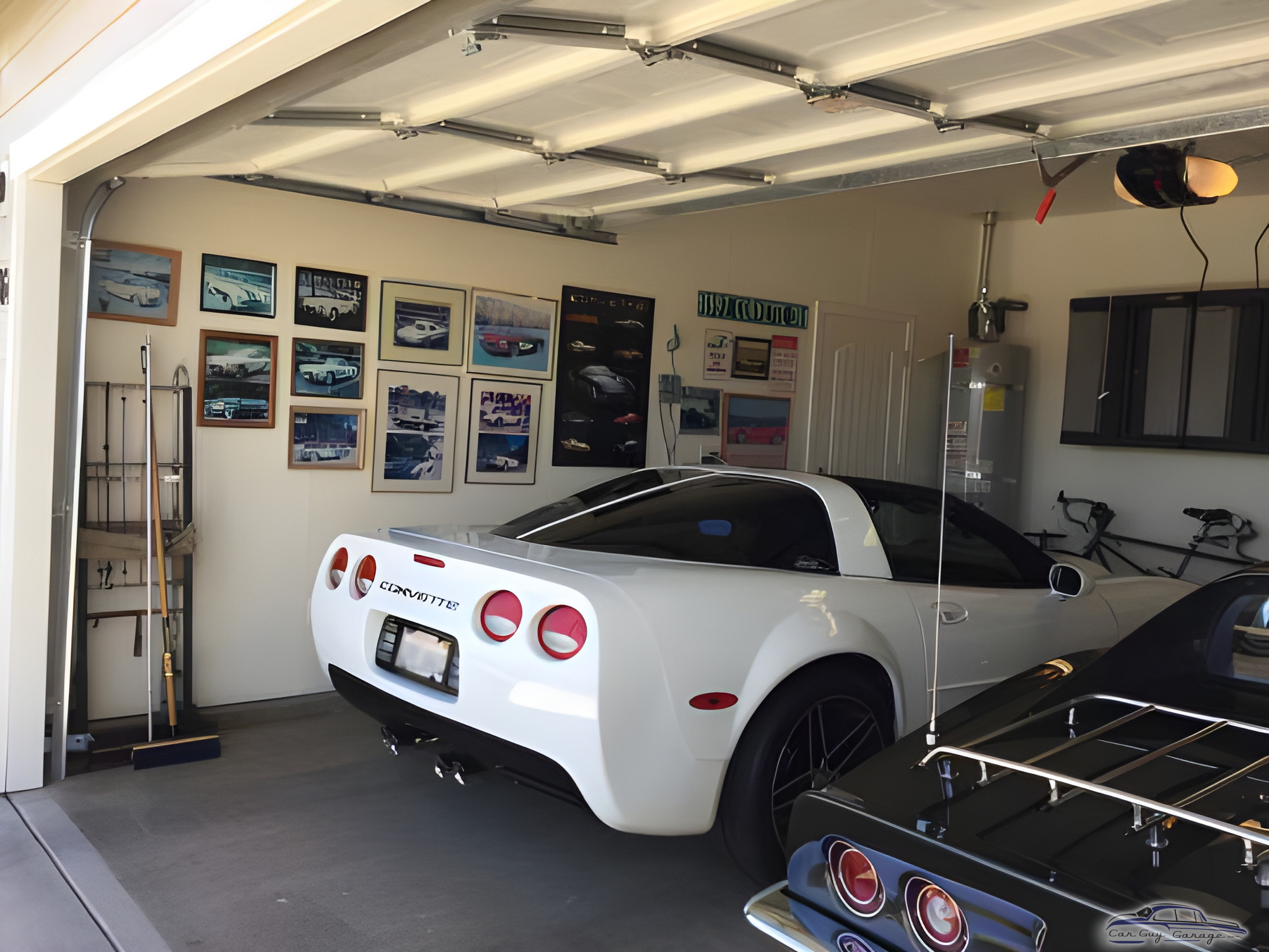 Corvettes and Wall Art in Organized Garage - Robert from Chico, Ca.