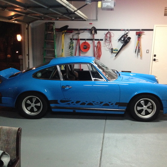 Organized Garage with Blue Porsche and Wall Storage - Goody from Simi Valley, Ca