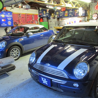 Mini Coopers in a Tool-Filled Garage - Super Coopers from Evansville, Indiana