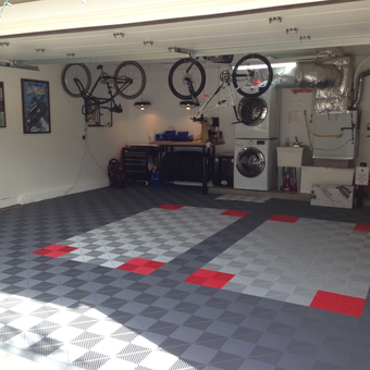 Garage with Modular Floor Tiles and Wall Storage - Colin Camisasca from Newport Beach, CA
