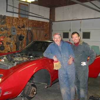Classic Car Restoration Garage with Tools and Red Corvette - Monty Messersmith from Falling Waters, WV