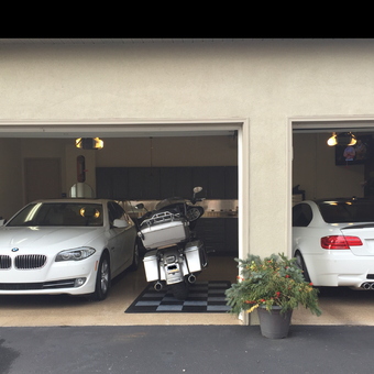 Clean two-car garage with BMWs and motorcycle - Slammo from Lititz, Pa