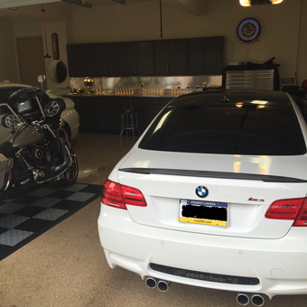 Organized Garage with BMW, Motorcycle, Cabinets - Slammo from Lititz, Pa