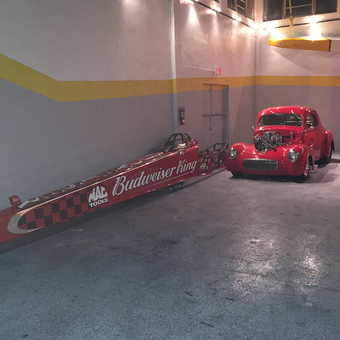 Red Dragster and Classic Car in Spacious Garage - Bill from North Miami Beach, FL
