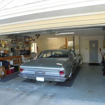 Classic Car in Organized Garage with Workbench - Mac