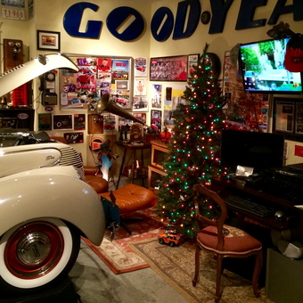 Classic Car Garage Decor With Wall Art and Memorabilia - Gerry from Qualicum Beach, BC