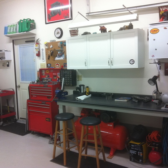 Organized garage with tool chests, workbench, and cabinets - Hotroddonnie from Barrie, Ontario/ Canada