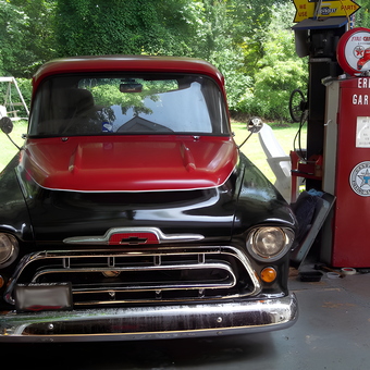 Classic Chevy Truck and Vintage Gas Pump Display - Eric from Manassas, VA