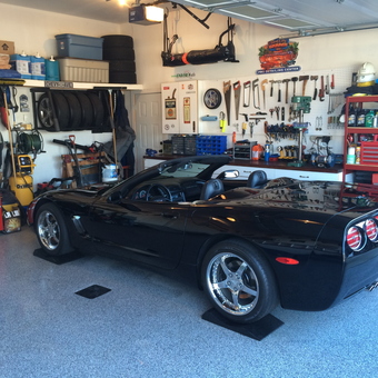 Organized Garage with Corvette, Tool Storage, and Tire Rack - John from Fort Saskatchewan, Alberta