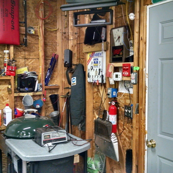 Organized garage wall with tools and fire extinguisher - Rick from Mukwonago, WI