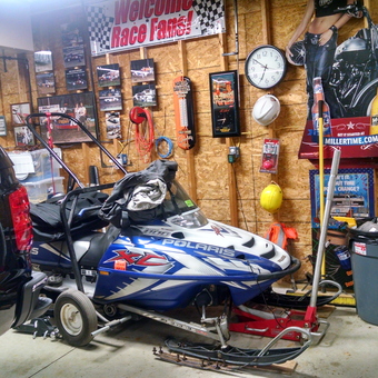 Organized Garage with Polaris Snowmobile and Tools - Rick from Mukwonago, WI