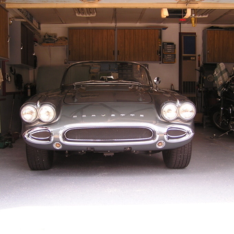 Classic Corvette and Motorcycle in Organized Garage - Tom from Utica, Michigan
