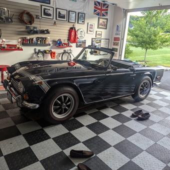 Classic convertible in checkerboard garage with wall storage - Rich H from Kittery, ME