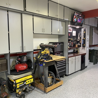Organized Garage with Cabinets, Tool Chest, and Workbench - Gregg's Garage from Cary, IL