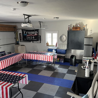 Garage with Modular Flooring, Tables, and Storage - Ed from Wakefield, MA