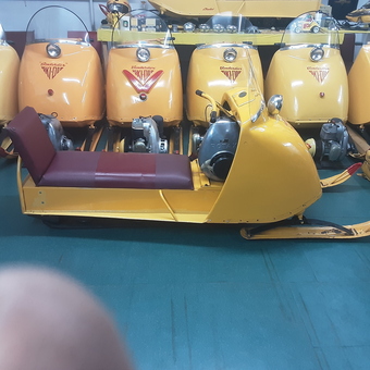 Vintage Bombardier Ski-Doo Snowmobiles in Garage - Skidooman from Orillia